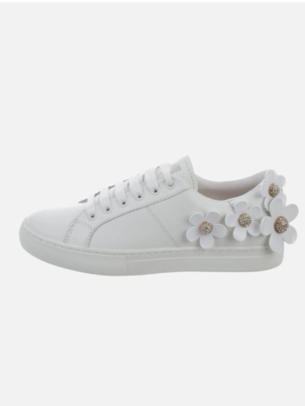 Marc Jacobs White Leather Floral Appliqué Sneaker Size 37